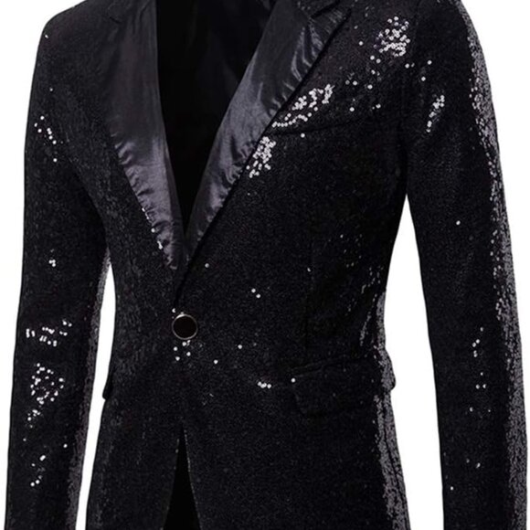 Mens One Button Sequin Dress Suit Jacket Party Festival Tuxedo Sport Coat